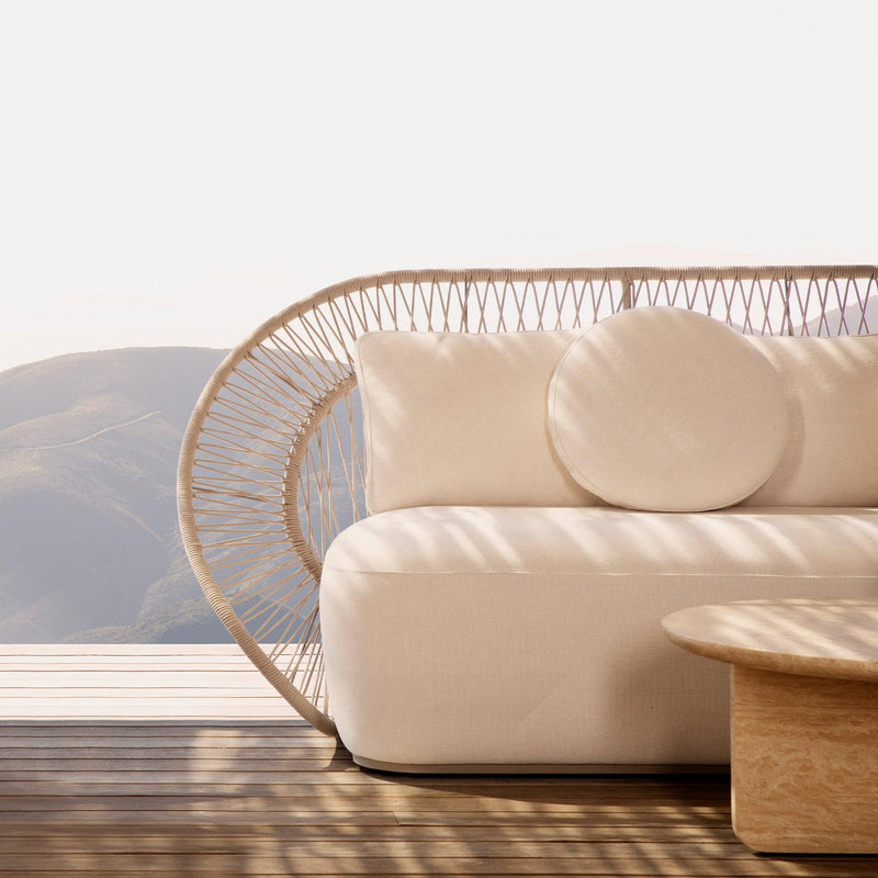 Maui 3 Seat Sofa | Rope Shell, Panama Blanco, Aluminum Taupe