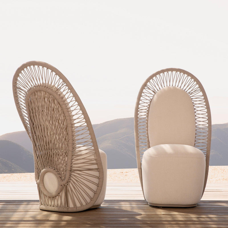 Maui High-Back Dining Chair | Rope Shell, Panama Blanco, Aluminum Taupe