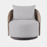 Milan Swivel Lounge Chair | Aluminum Bronze, Panama Cloud, Twisted Rope Dune