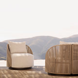 Milan Swivel Lounge Chair | Aluminum Bronze, Panama Grafito, Twisted Rope Dune