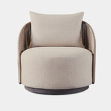Milan Swivel Lounge Chair | Aluminum Bronze, Panama Marble, Twisted Rope Dune