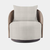 Milan Swivel Lounge Chair | Aluminum Bronze, Riviera Ivory, Twisted Rope Dune
