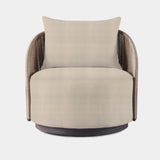 Milan Swivel Lounge Chair | Aluminum Bronze, Riviera Sand, Twisted Rope Dune