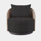 Milan Swivel Lounge Chair | Aluminum Bronze, Riviera Slate, Twisted Rope Dune