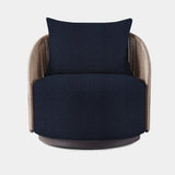 Milan Swivel Lounge Chair | Aluminum Bronze, Siesta Indigo, Twisted Rope Dune
