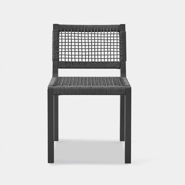 MLB Aluminum Armless Dining Chair | Aluminum Asteroid, Rope Dark Grey,