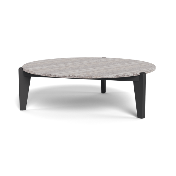 MLB Aluminum Round Coffee Table | Aluminum Asteroid, Travertine Dark Grey,