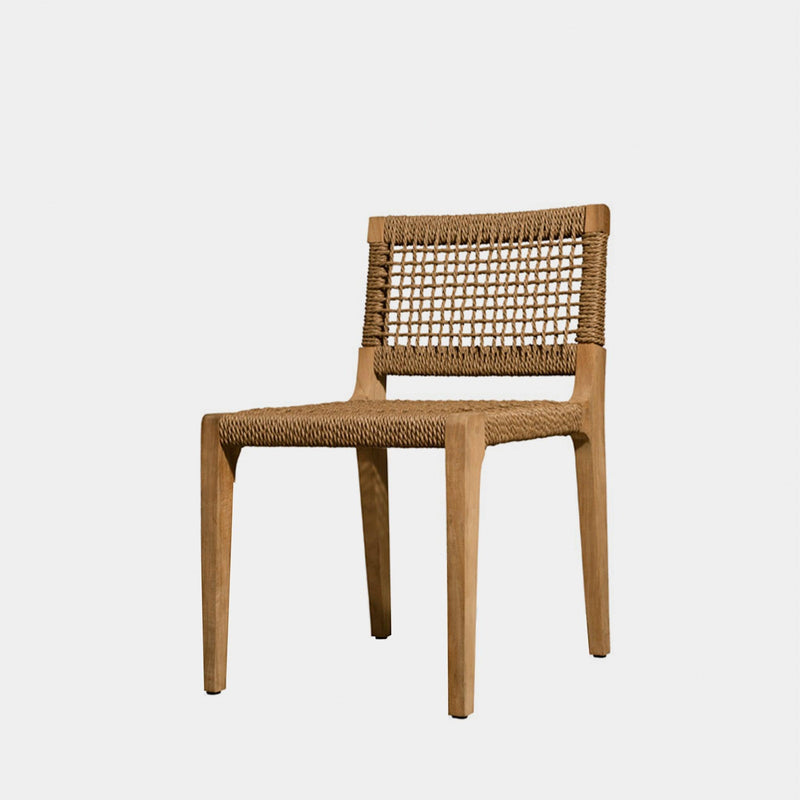 MLB Armless Dining Chair | Teak Natural, Twisted Resin Rope,