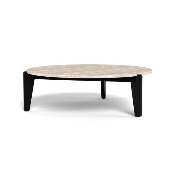 Mlb Round Coffee Table | Teak Charcoal, Travertine Cream,