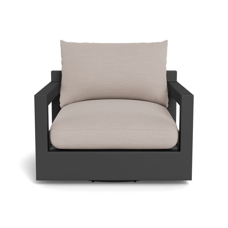 Pacific Aluminum Swivel Lounge Chair | Aluminum Asteroid, Panama Marble, Batyline Silver