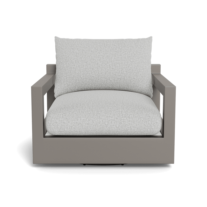 Pacific Aluminum Swivel Lounge Chair | Aluminum Taupe, Copacabana Sand, Batyline White
