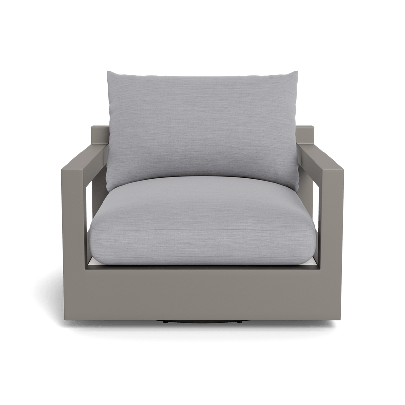Pacific Aluminum Swivel Lounge Chair | Aluminum Taupe, Panama Cloud, Batyline White