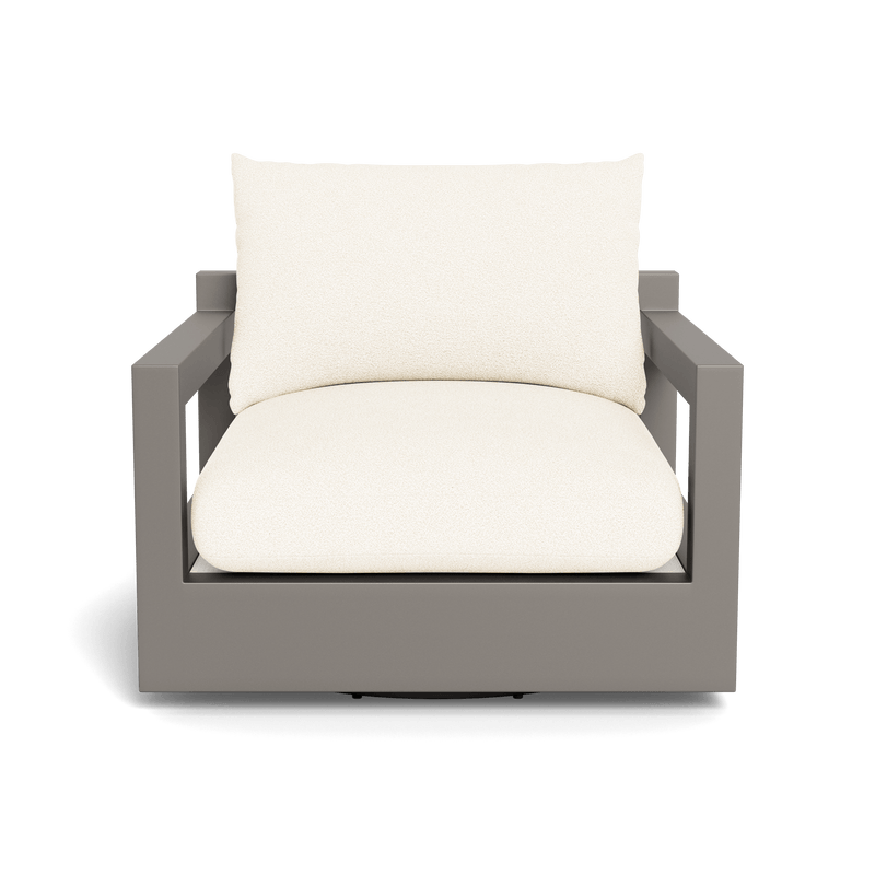 Pacific Aluminum Swivel Lounge Chair | Aluminum Taupe, Riviera Ivory, Batyline White