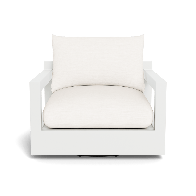 Pacific Aluminum Swivel Lounge Chair | Aluminum White, Panama Blanco, Batyline White