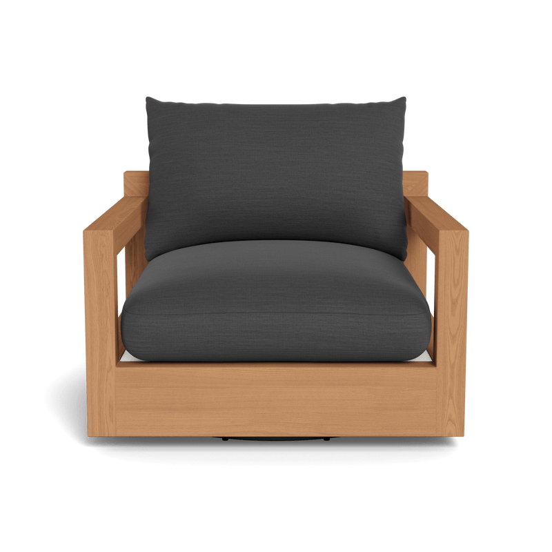 Pacific Swivel Lounge Chair | Teak Natural, Panama Grafito, Batyline White