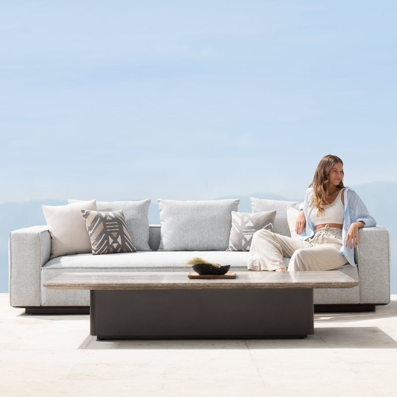 Santorini Outdoor 3 Seat Sofa | Aluminum Asteroid, Copacabana Sand,