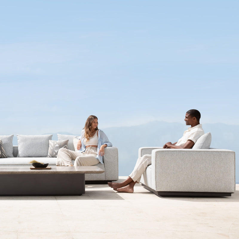 Santorini Outdoor Lounge Chair | Aluminum Asteroid, Copacabana Sand,