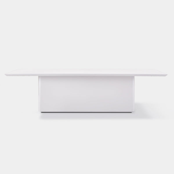 Santorini Outdoor Slatted Rectangle Dining Table 108" | Aluminum White, ,