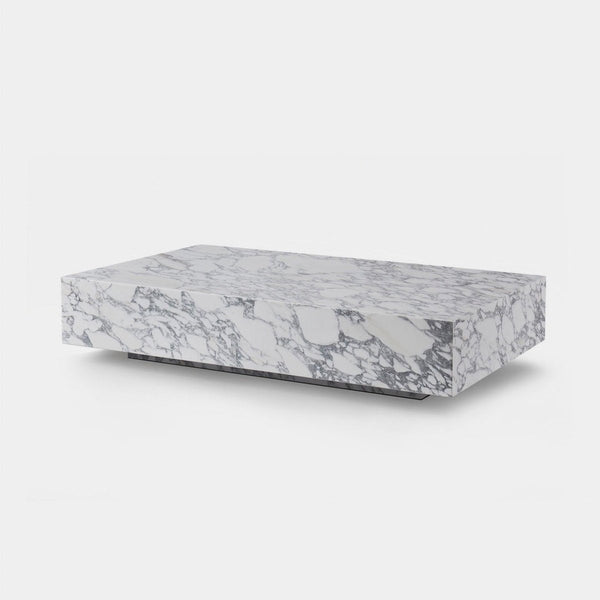 Siena Rectangle Plinth Coffee Table | Marble Arabescato, ,
