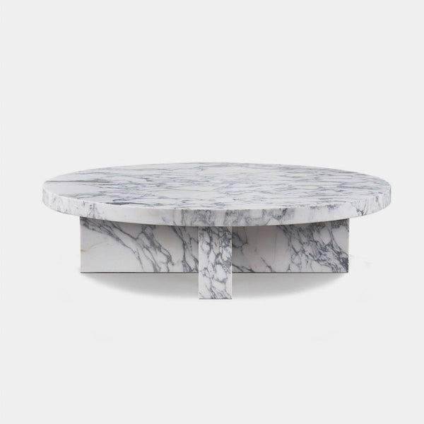 Siena Round Plank Coffee Table | Marble Arabescato, ,