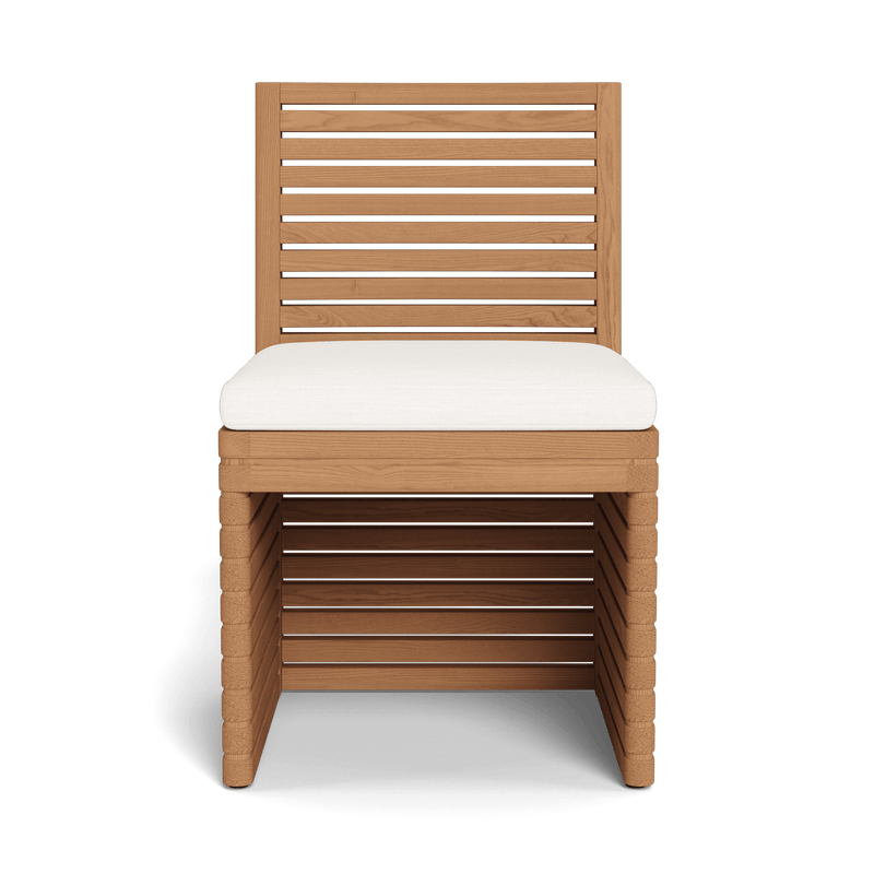 Tahiti Armless Dining Chair | Teak Natural, Panama Blanco,