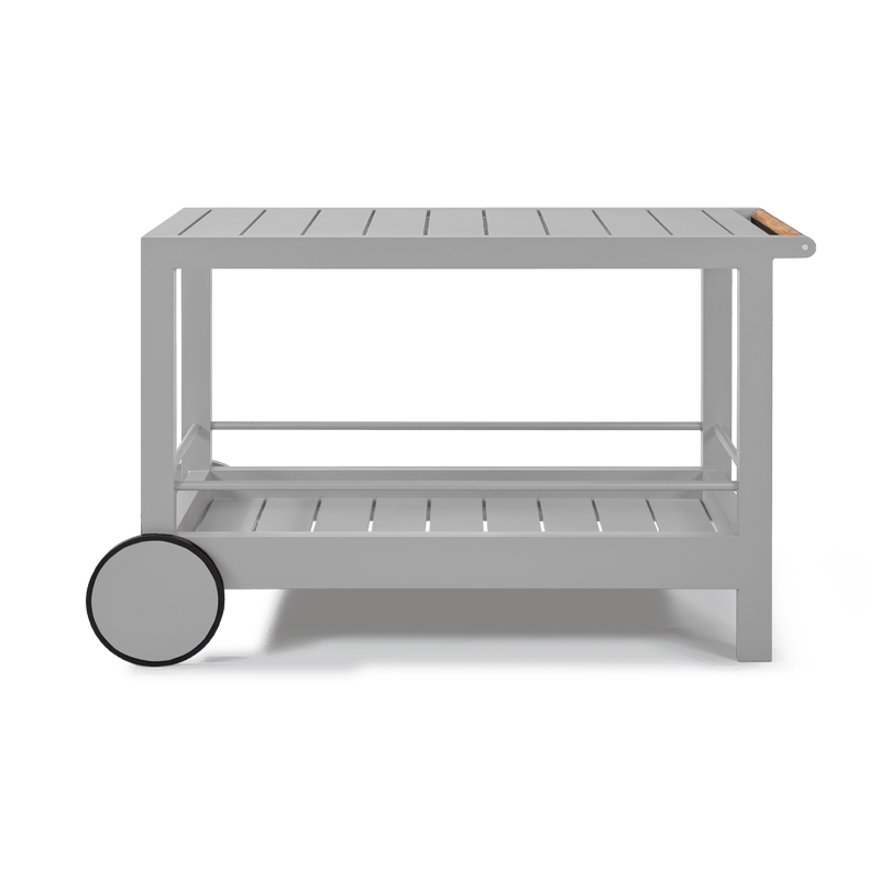 Tavola Slatted Bar Cart | Aluminum White, ,
