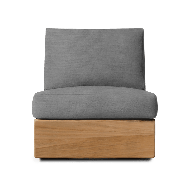 Tulum Armless Swivel Lounge Chair | Teak Natural, Lisos Piedra,