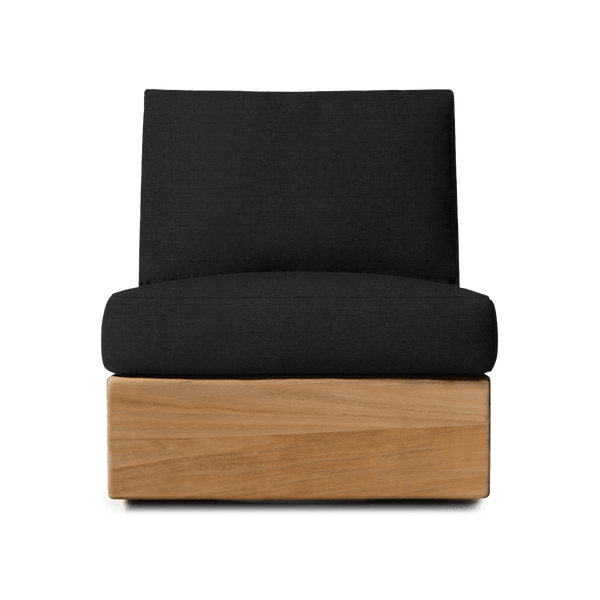 Tulum Armless Swivel Lounge Chair | Teak Natural, Copacabana Midnight,