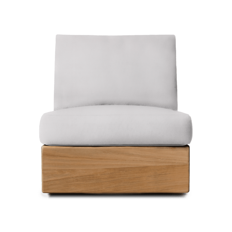 Tulum Armless Swivel Lounge Chair | Teak Natural, Panama Blanco,