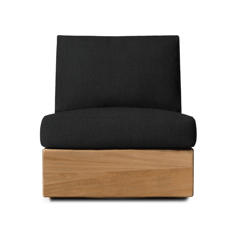 Tulum Armless Swivel Lounge Chair | Teak Natural, Panama Grafito,
