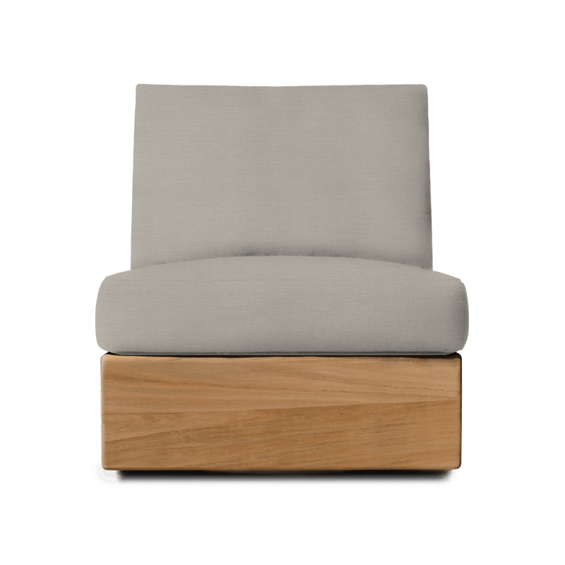 Tulum Armless Swivel Lounge Chair | Teak Natural, Panama Marble,