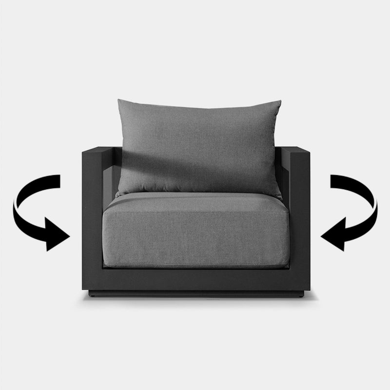 Vaucluse Swivel Lounge Chair | Aluminum Asteroid, Panama Grafito, Batyline Silver