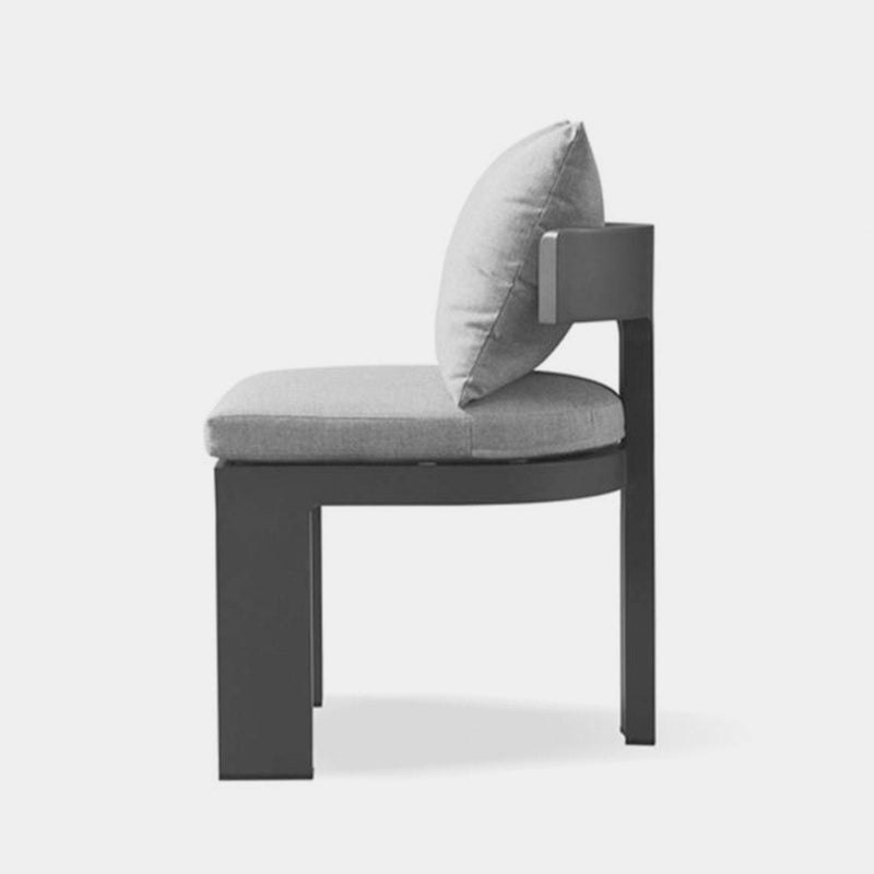 Victoria Armless Dining Chair | Aluminum Asteroid, Panama Grafito,