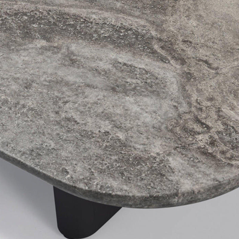Victoria Coffee Table | Aluminum Asteroid, Travertine Dark Grey,