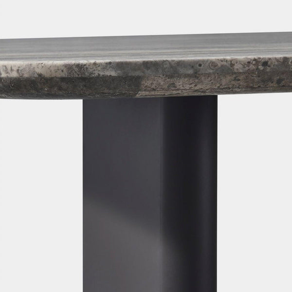 Victoria Stone Dining Table 81" | Aluminum Asteroid, Travertine Dark Grey,