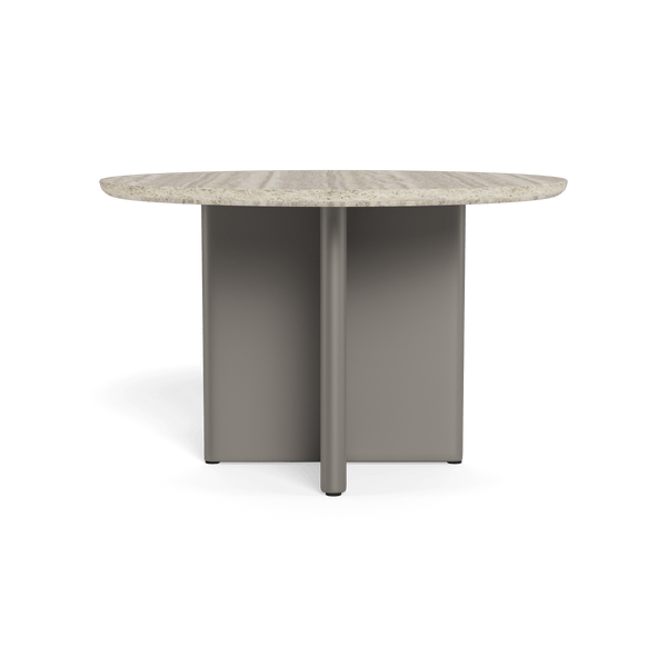 Victoria Stone Round Dining Table 48" | Aluminum Taupe, Travertine Silver,