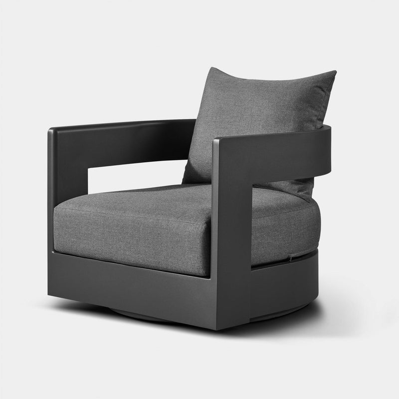 Victoria Swivel Lounge Chair | Aluminum Asteroid, Panama Grafito,
