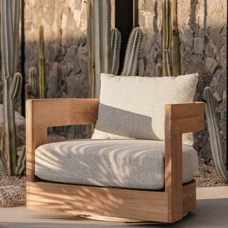 Victoria Teak Swivel Lounge Chair | Teak Natural, Copacabana Sand,