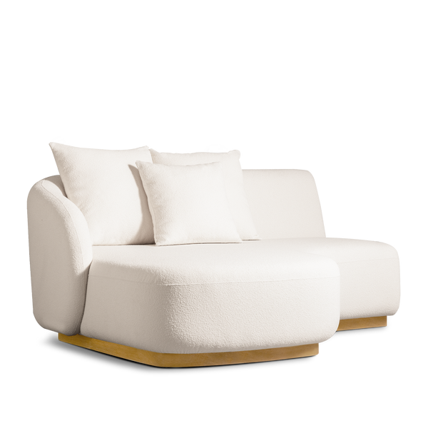 Como Curved Chaise Left | Sealed Teak Natural Riviera Ivory