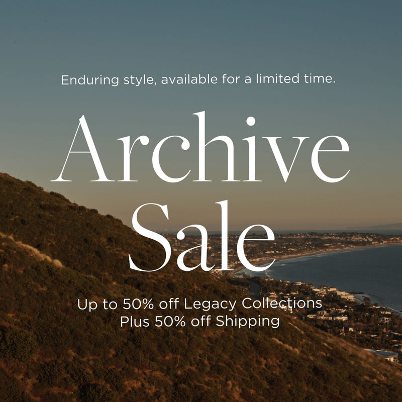 Promotional text overlay on a scenic background with 'Archive Sale' and discount information.