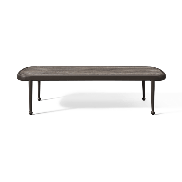 Andre Rectangle Coffee Table | Aluminum Asteroid, Travertine Dark Grey,