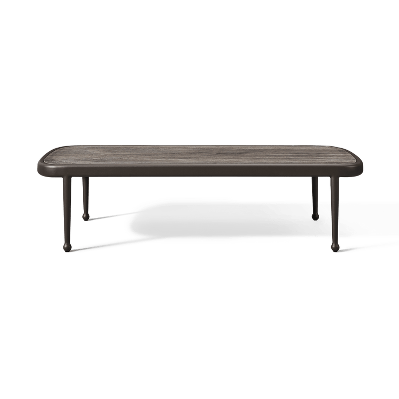 Andre Rectangle Coffee Table | Aluminum Asteroid, Travertine Dark Grey,