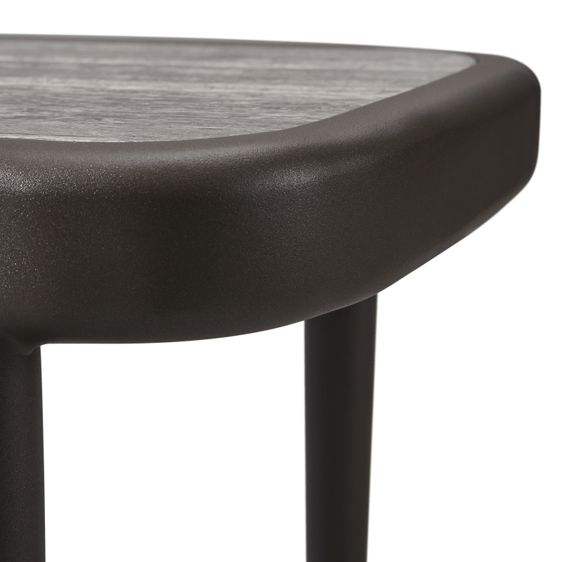 Andre Rectangle Side Table | Aluminum Asteroid, Travertine Dark Grey,