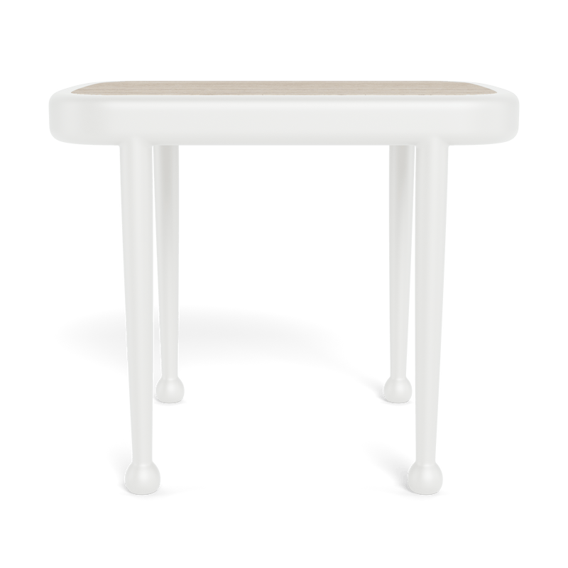 Andre Rectangle Side Table | Aluminum White, Travertine Natural,