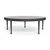 Andre Round Coffee Table | Aluminum Asteroid, Travertine Dark Grey,