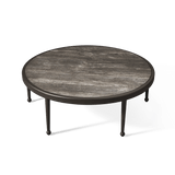 Andre Round Coffee Table | Aluminum Asteroid, Travertine Dark Grey,