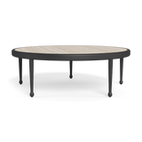 Andre Round Coffee Table | Aluminum Asteroid, Travertine Natural,