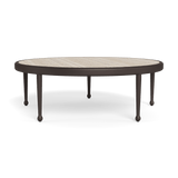 Andre Round Coffee Table | Aluminum Bronze, Travertine Natural,