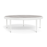 Andre Round Coffee Table | Aluminum White, Travertine Dark Grey,