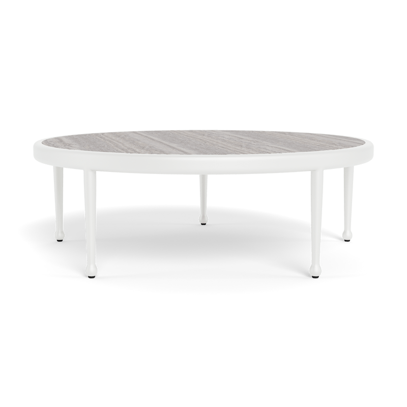 Andre Round Coffee Table | Aluminum White, Travertine Dark Grey,